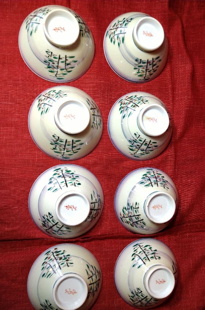 ♥希少な有田焼♥ヴィンテージ【高級感漂う光峯作・金彩紫刷毛柄お茶碗】7皿