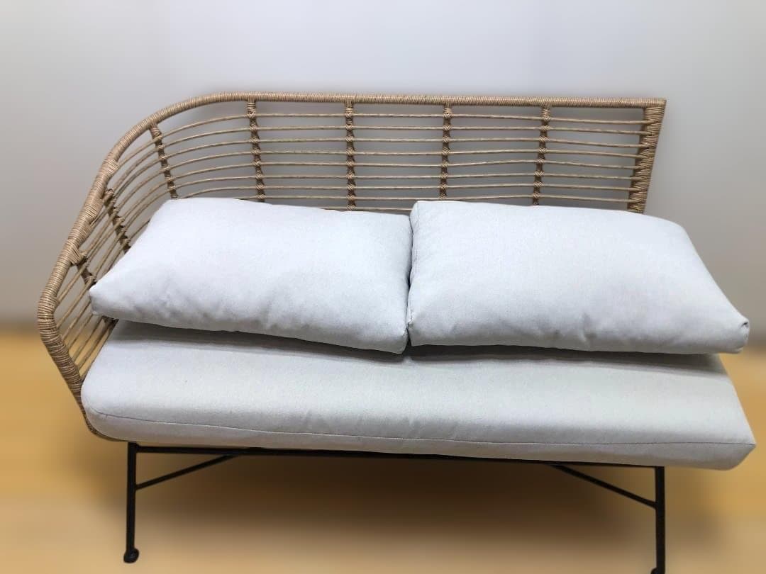送料無料 ラタンソファ 2人掛け クッション 籐編み アイアン脚 251215