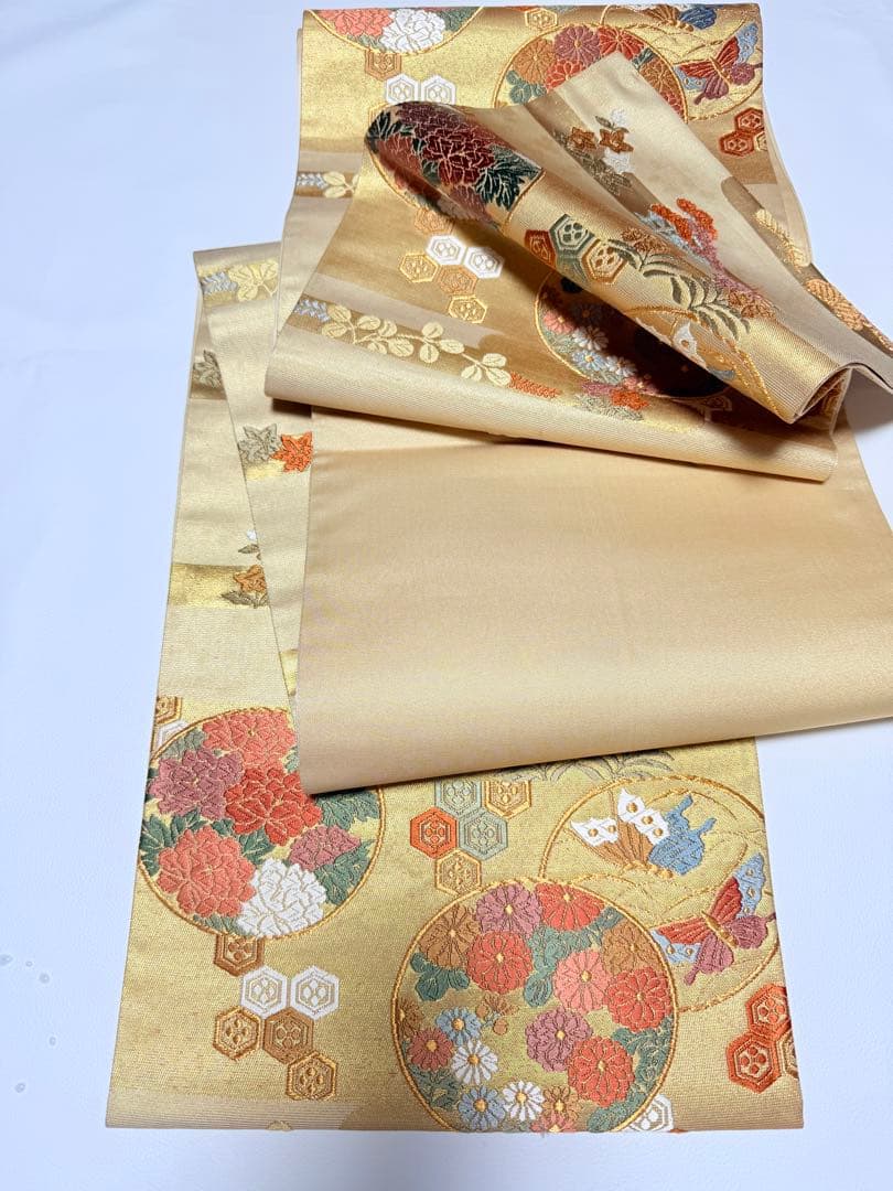 高級 袋帯 正絹 六通柄 西陣織 ゴールド 訪問着 留袖 色無地