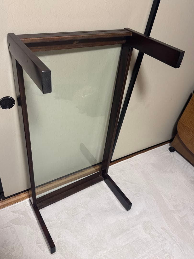 オールドカリモク　ガラストップローテーブル