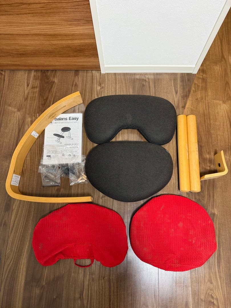 バランスチェア•イージー（黒）＋専用カバー（赤）