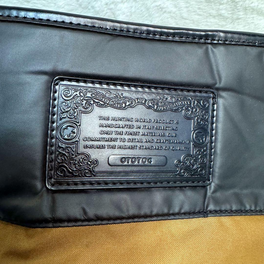 【極美品】ハンティングワールド　ショルダーバッグ　レザー　バチュークロス　黒