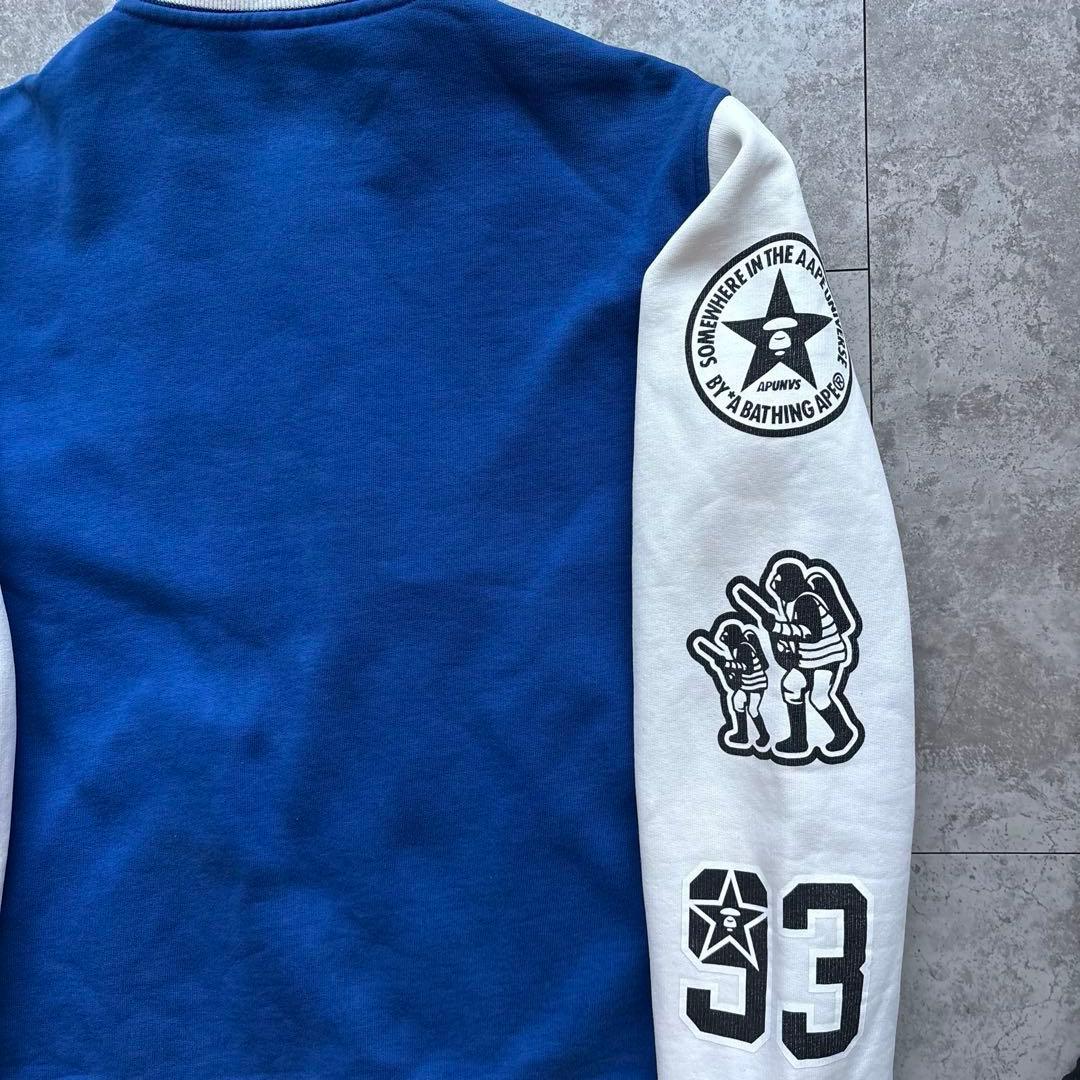 【希少】A BATHING APE スタジャン　スウェット　ブルー　M 裏起毛