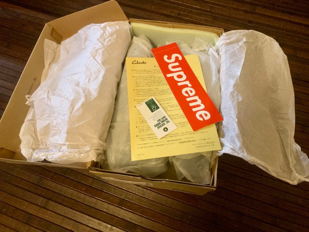 Supreme × Clarks patent leather wallabee