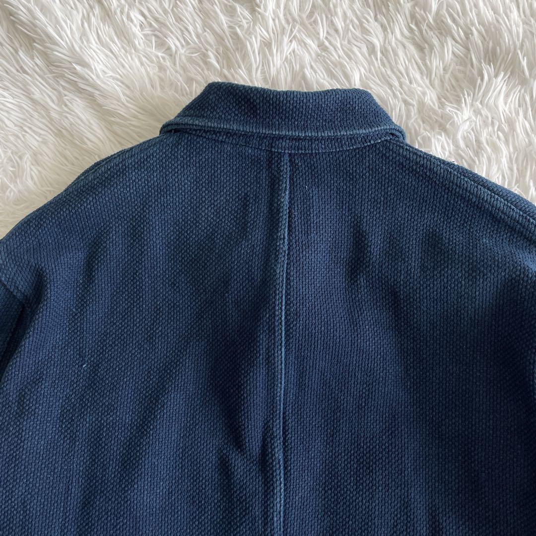 入手困難!!! 高級藍染 刺子 ジャケット ブルゾン ネイビー L コットン