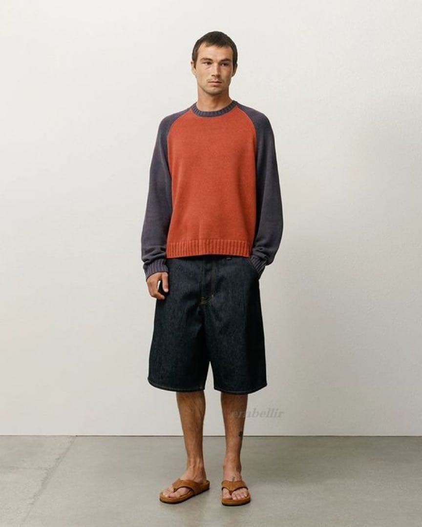 トップス STUSSY COLORBLOCKED RAGLAN KNIT CREW L