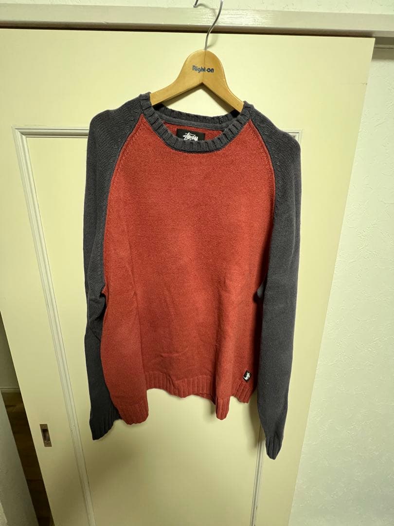 トップス STUSSY COLORBLOCKED RAGLAN KNIT CREW L