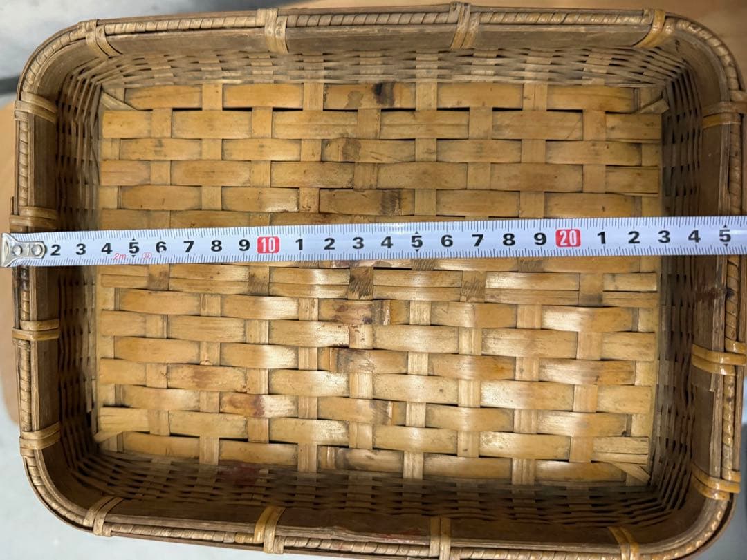 京都　美しい手編みのカゴ　四段重ね　ヴィンテージ　竹製スタッキングバスケット