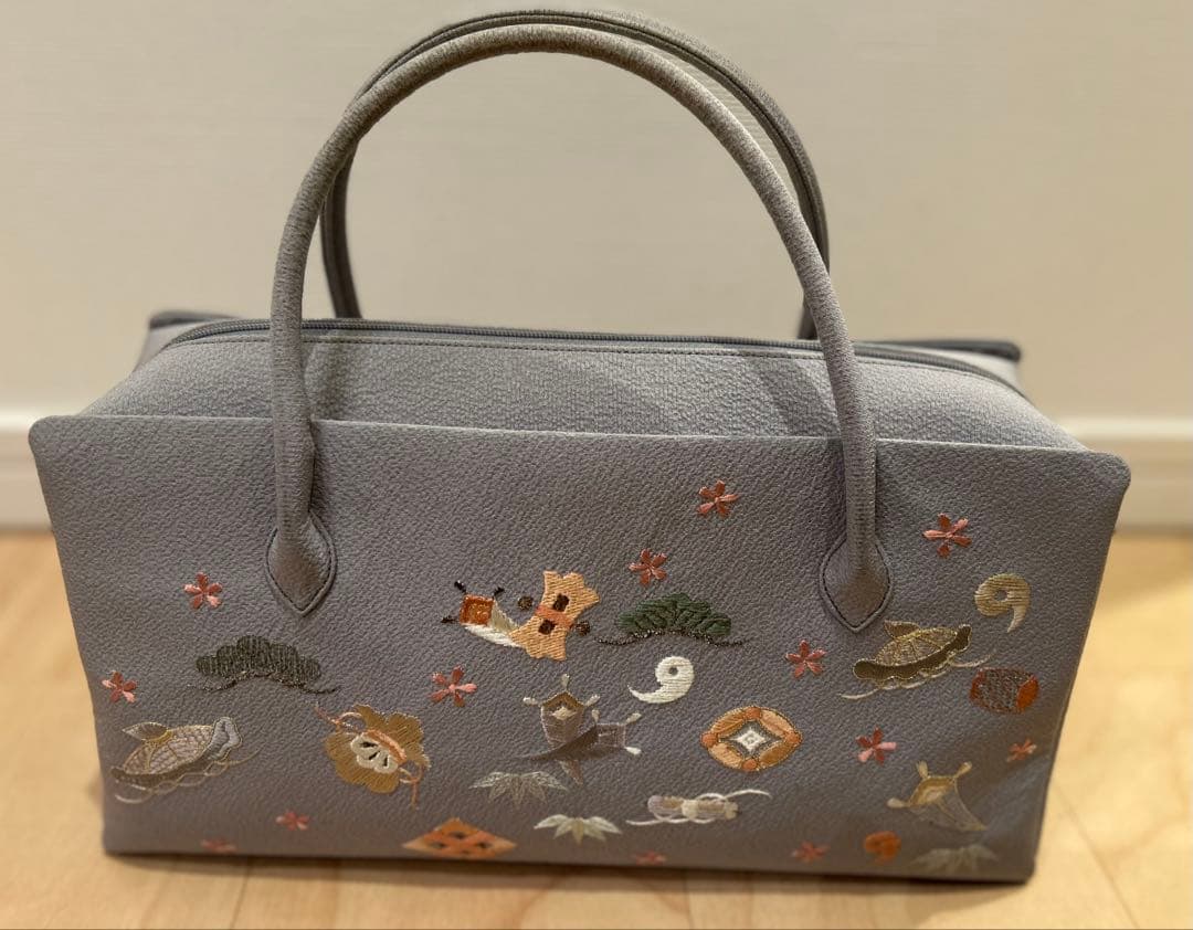 利休バッグ　和装小物　宝づくし　刺繍　冠婚葬祭