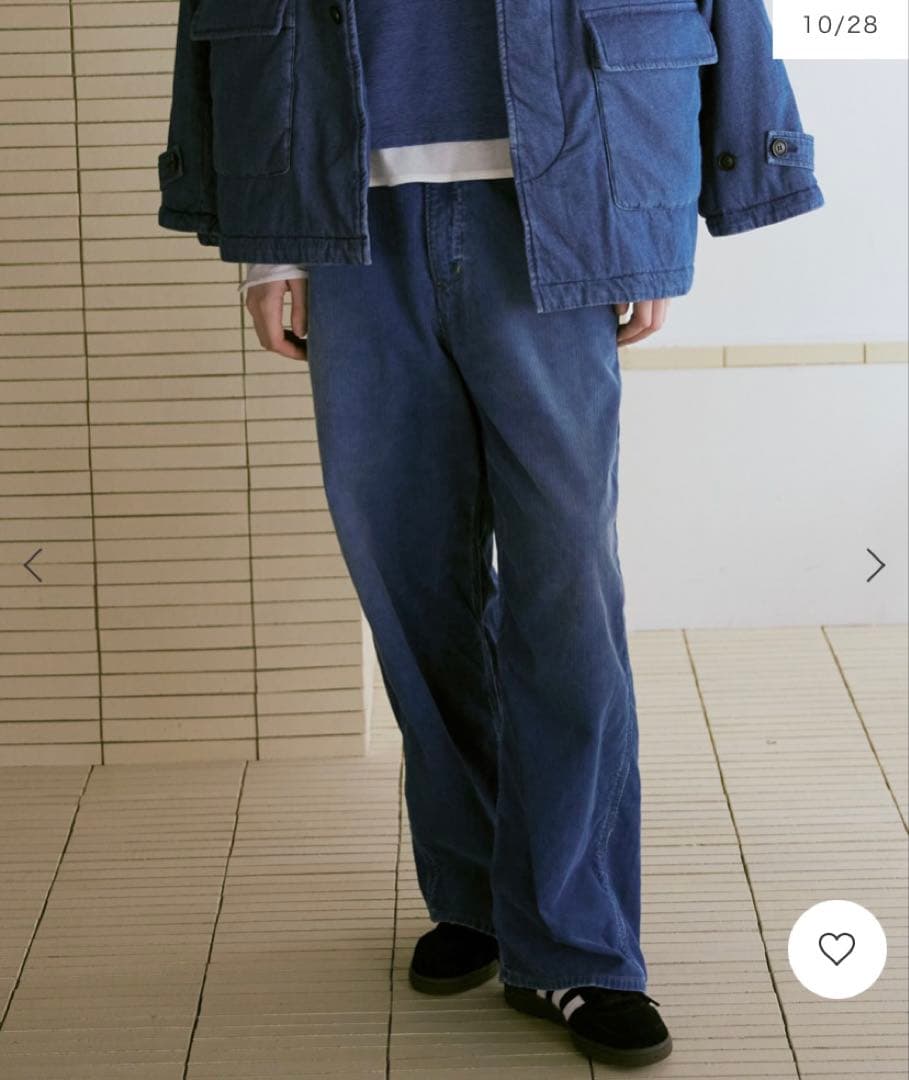 “RNA-N”ユーズドライクコーディロイワークパンツ・インディゴブルー・未使用品