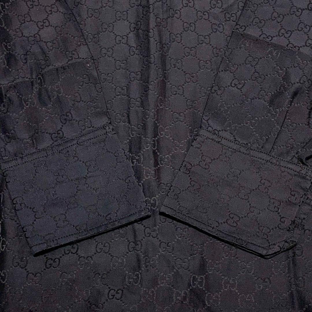美品 GUCCI グッチ GG柄 長袖シャツ シルク混 トムフォード期 ブラック