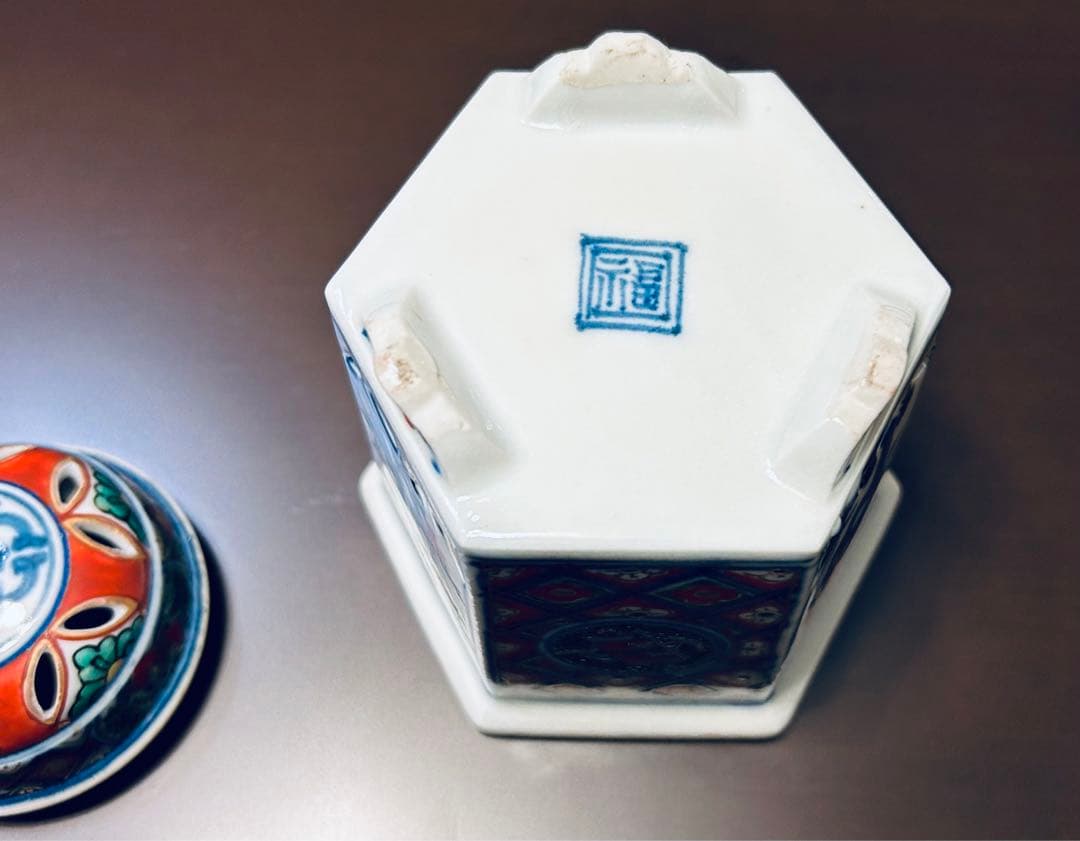 六面香炉　角福　陶器　骨董　美術品