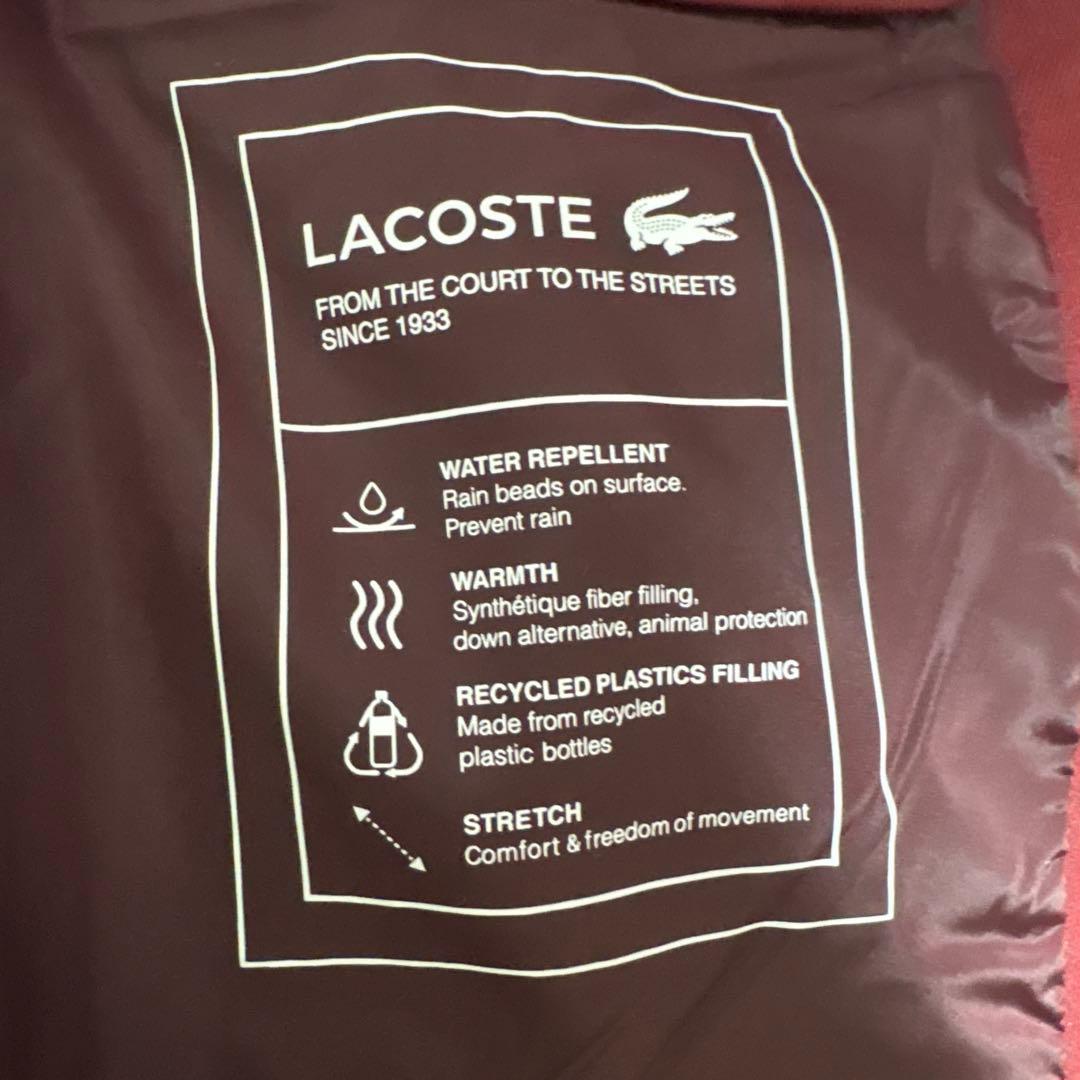 LACOSTEラコステ ダウンベスト 赤　メンズ　M ストレッチピケ