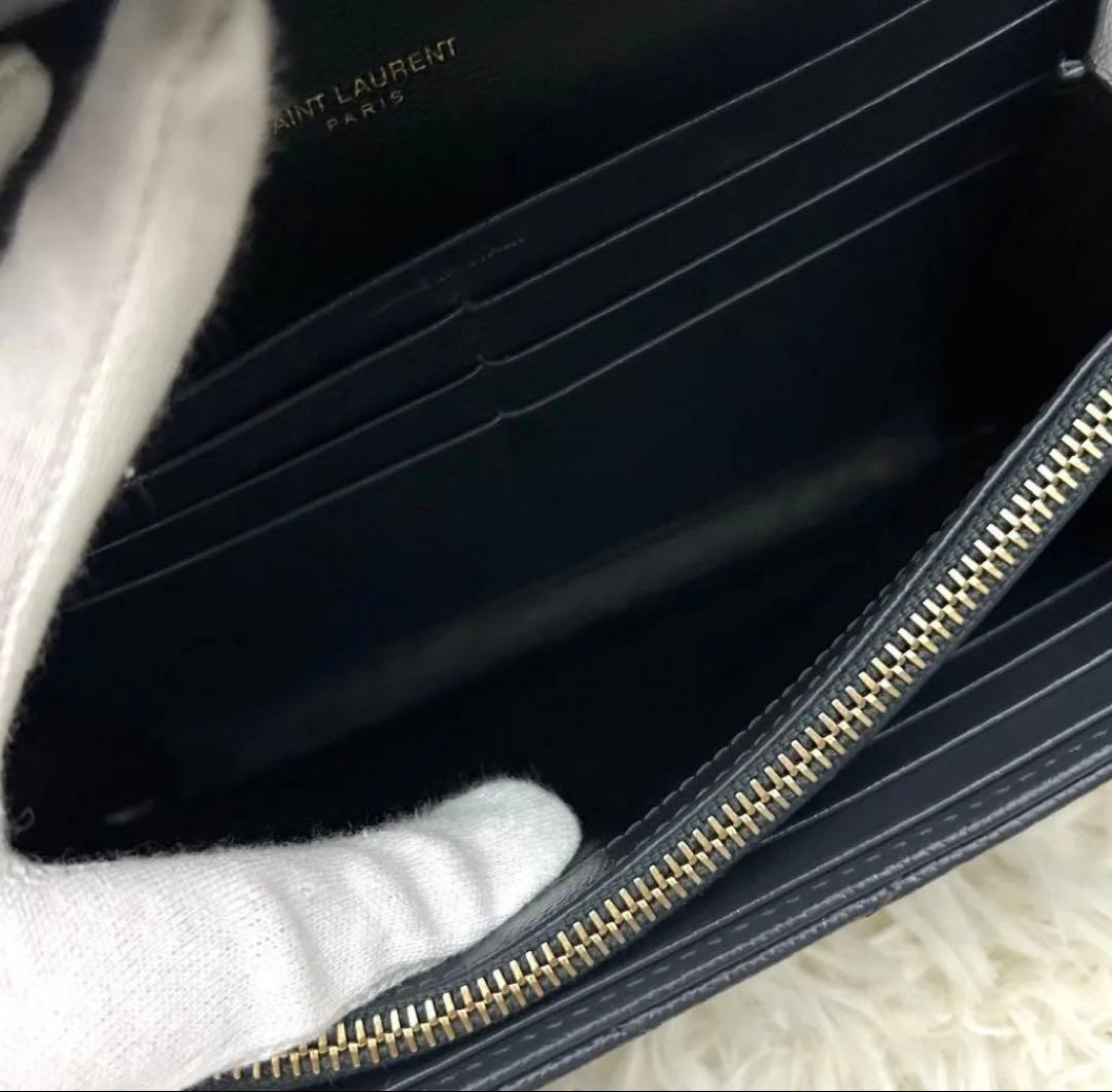 ［極美品］SAINT LAURENT YSL カサンドラ 長財布 グレー