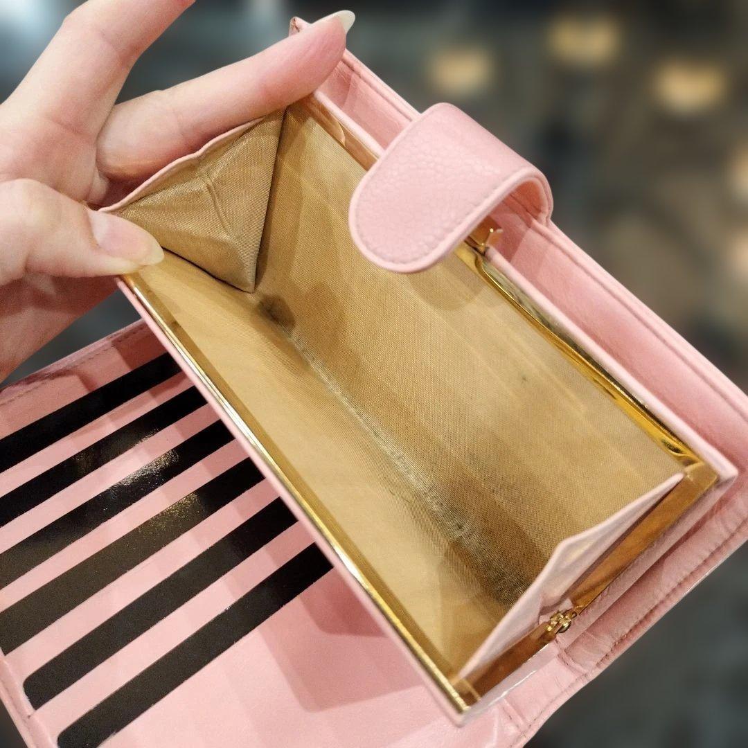 CHANEL キャビアスキン 長財布 がま口 ピンク