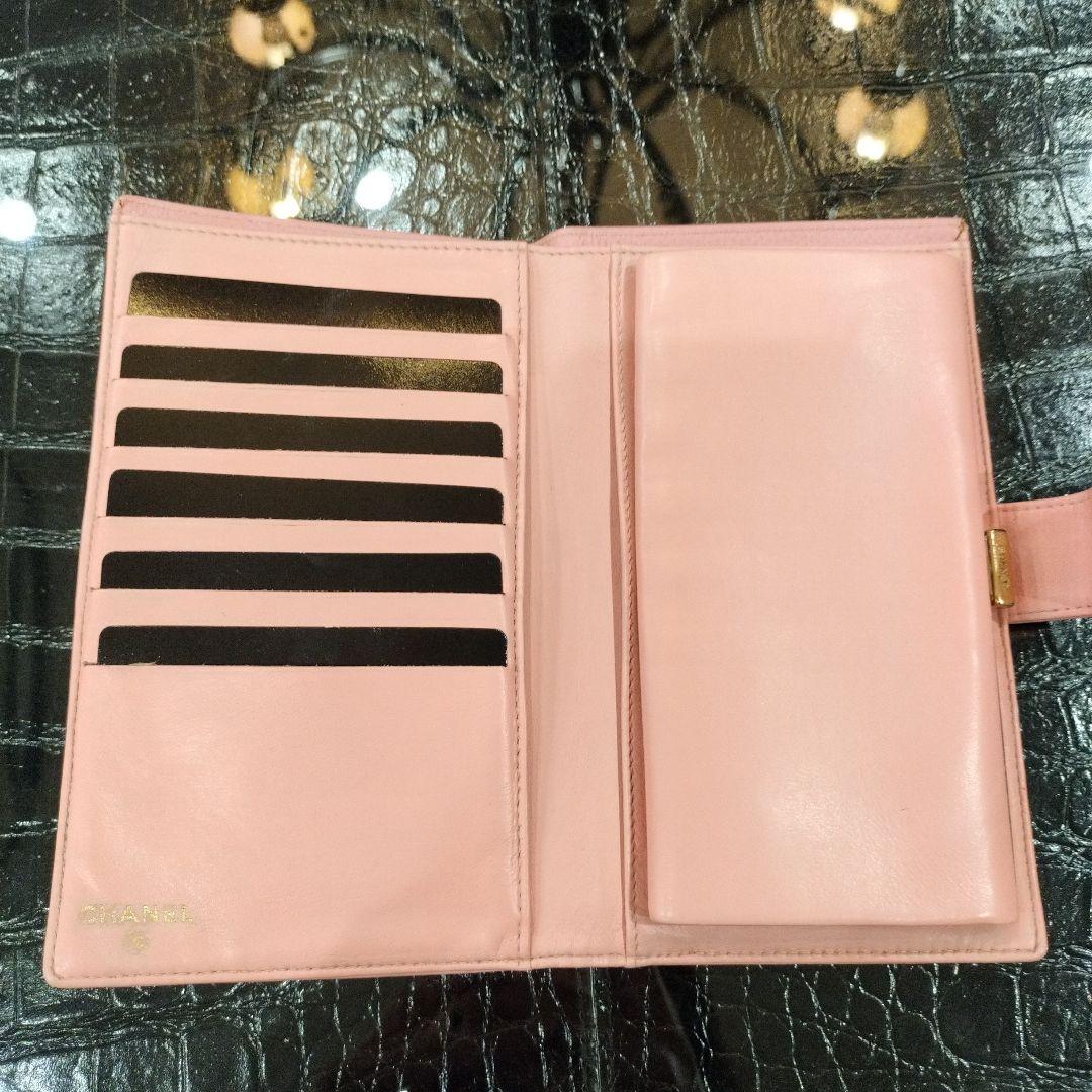 CHANEL キャビアスキン 長財布 がま口 ピンク