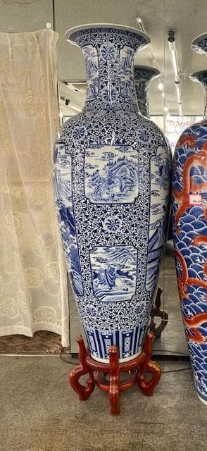 青白陶器花瓶 約1.5m