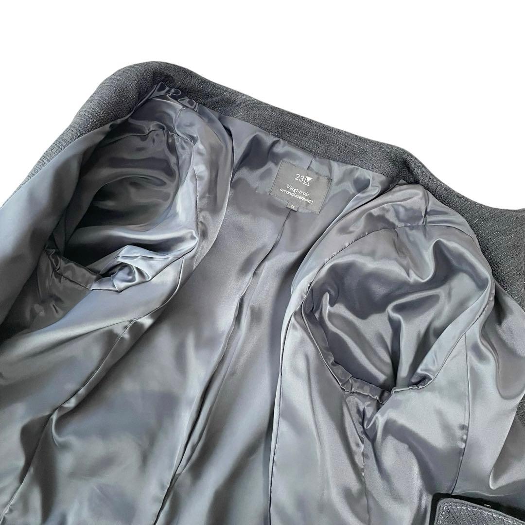 ✨未使用級✨大きいサイズ　23区 ツイードノーカラージャケット ネイビー 44