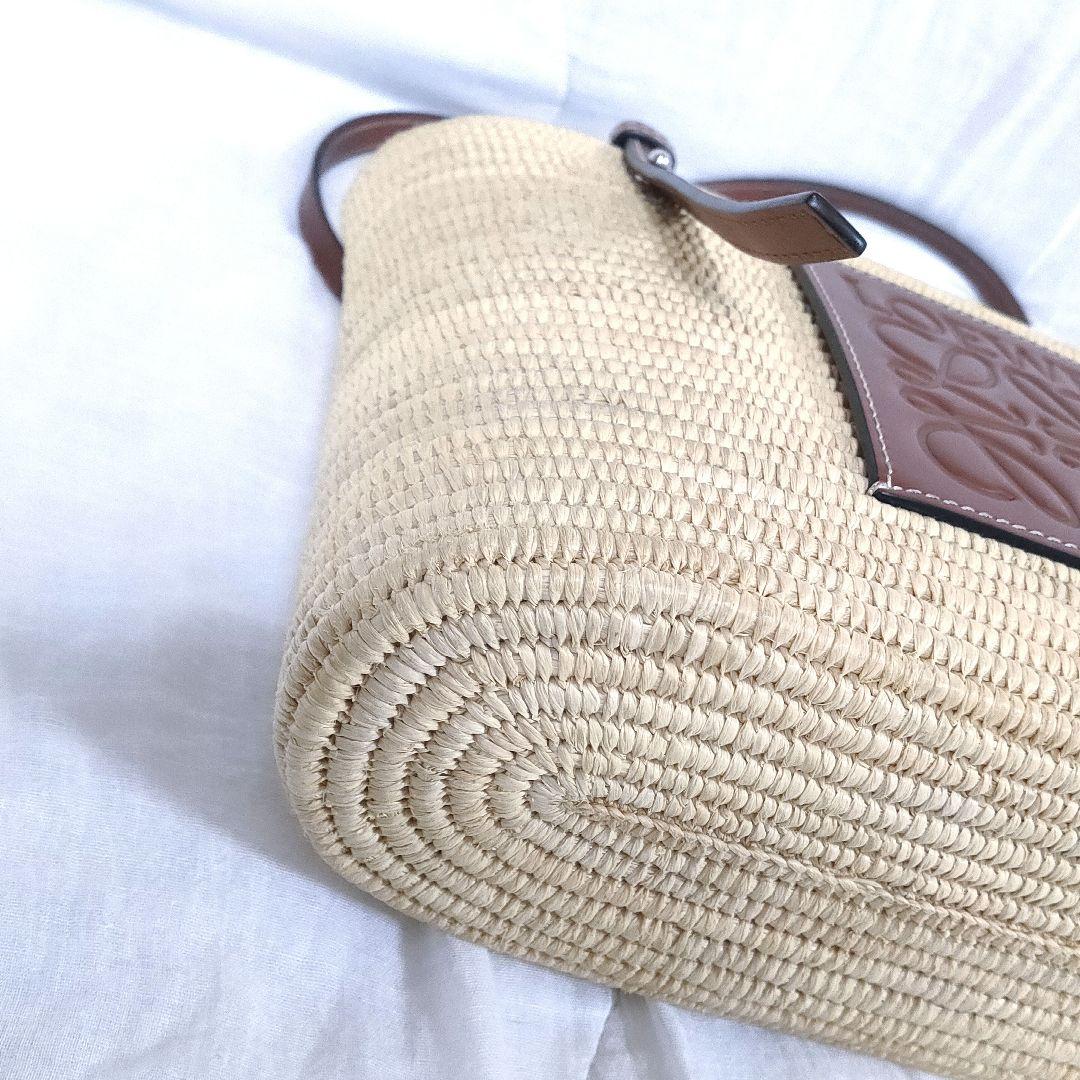 百鬼 ロエベ スクエア バスケット トートバッグ スモール ベージュ かご