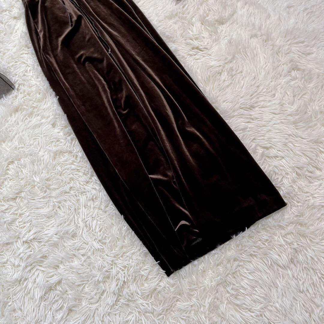 【極美品】SNIDEL シアードッキングベロアドレス　ブラウン サイズ0