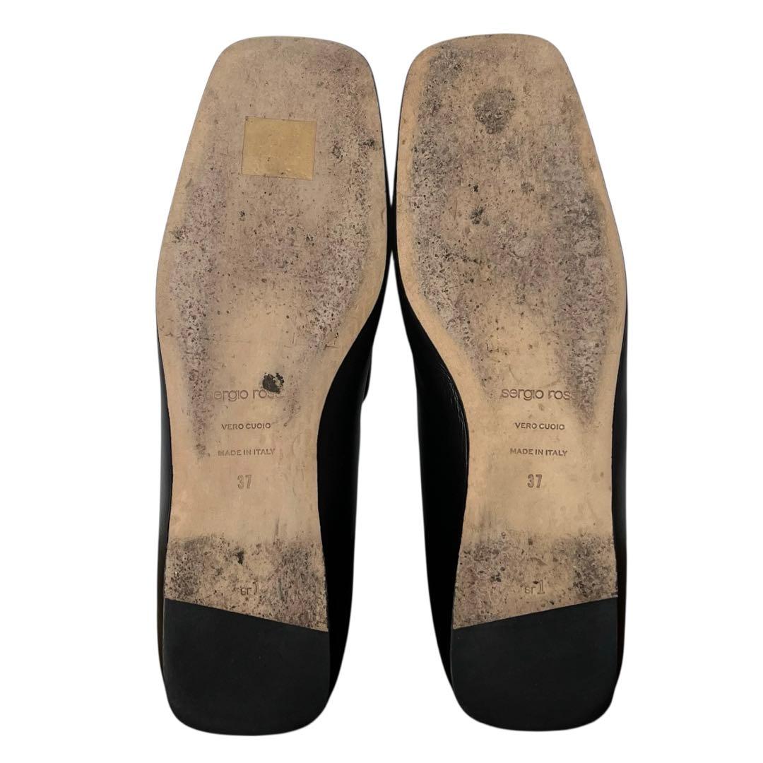 極美品 セルジオロッシ 37 SR1 ロゴプレート ローファー スリッポン 黒