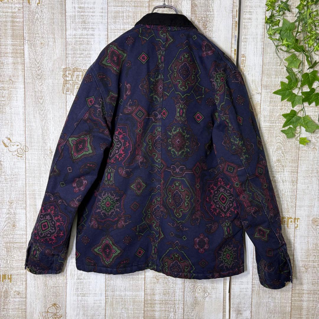カーハート　ミシガンコート　ペイズリー 総柄　L チョアコート　ネイビー