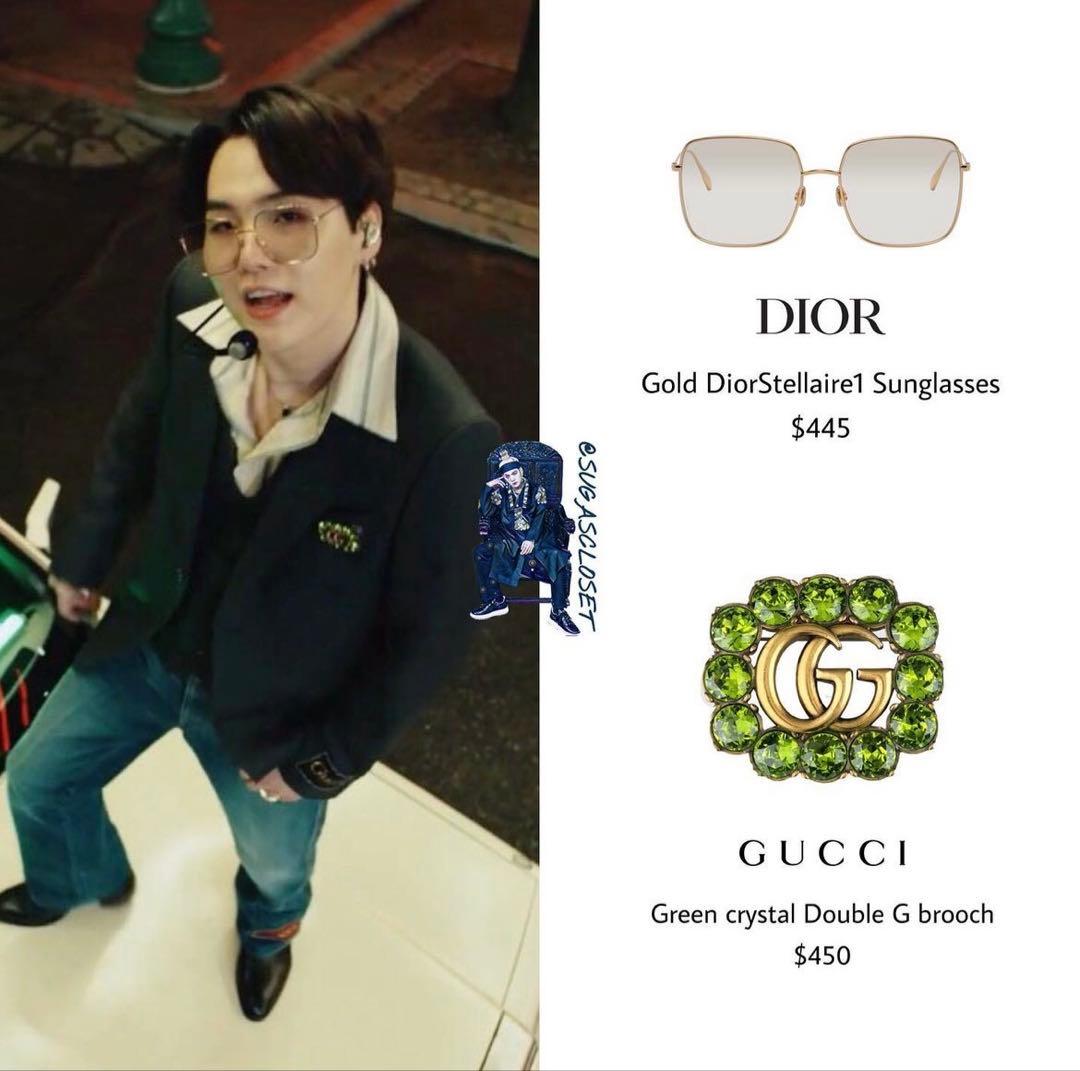 GUCCI ブローチ グリーン クリスタル ダブルG 903450