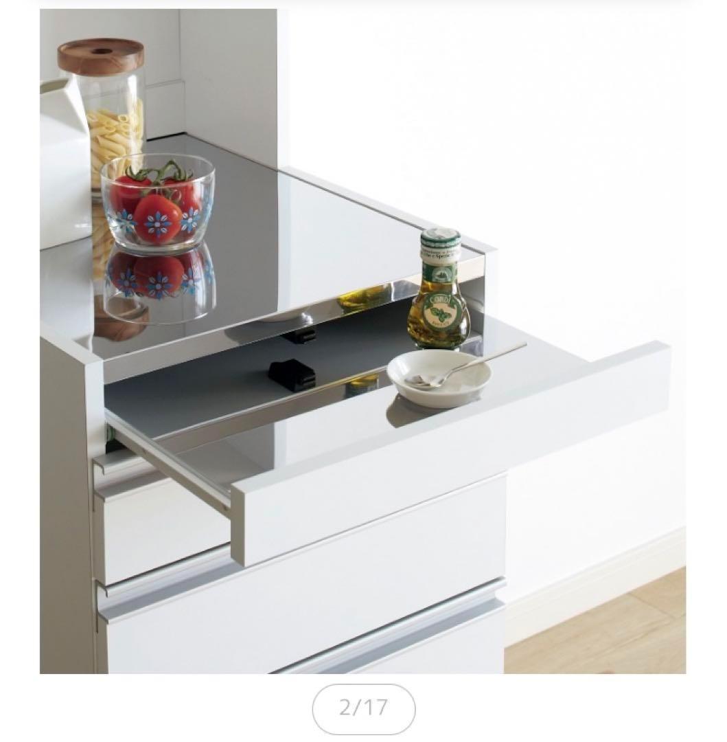 【ディノス】キッキン収納　スライドデーブル付きスキマ収納　250330-3