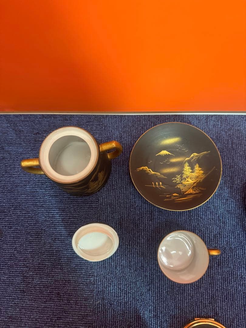 1821  まとめ売り　合計5客　薩摩焼 湊光  金塗