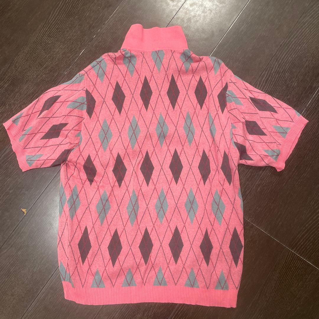 Supreme ピンク ダイヤモンド柄 ハーフジップポロシャツ