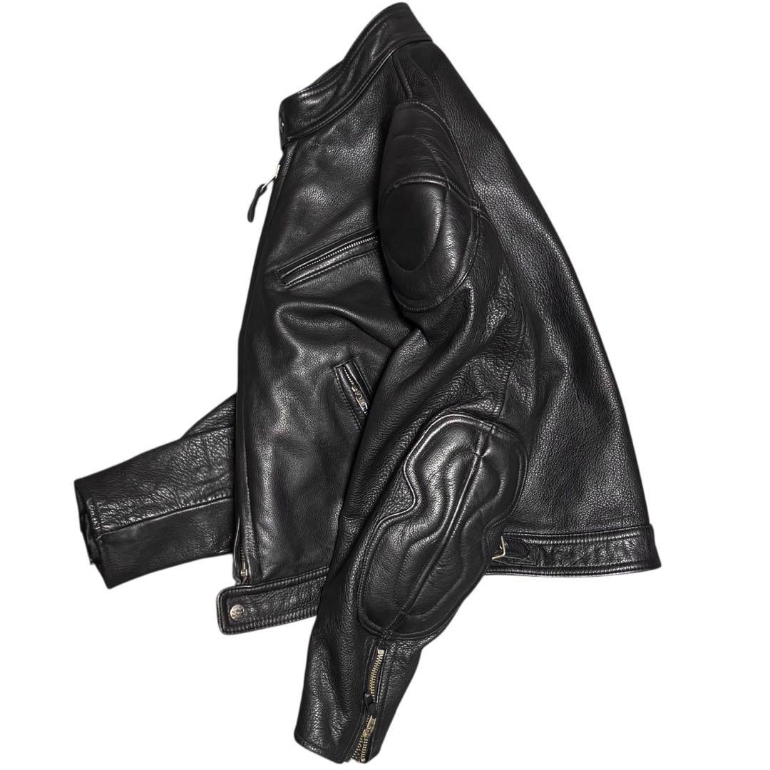 KADOYA 立ち襟 レザー ライディングジャケット ブラック Lサイズ