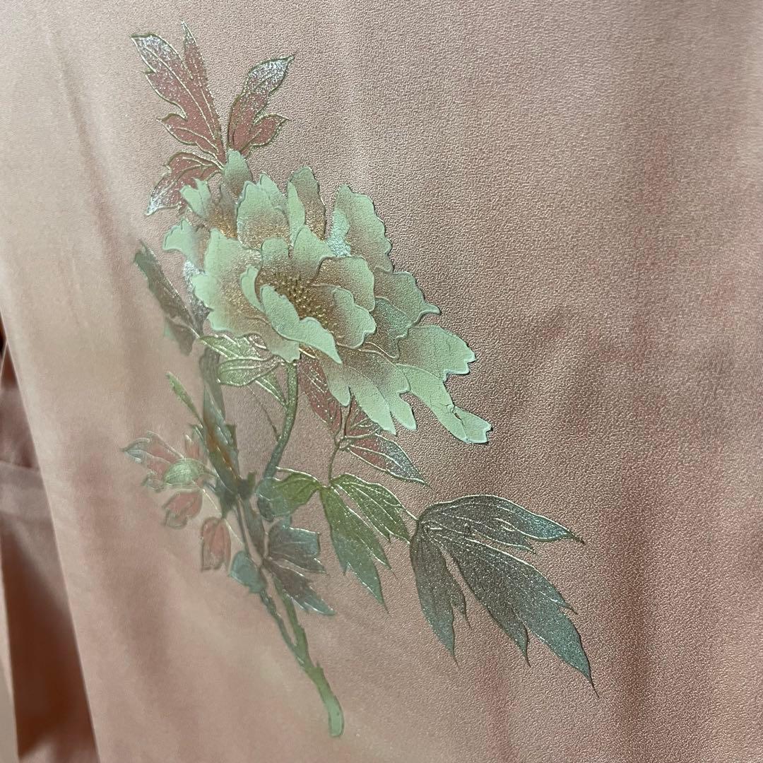 落款あり 【金彩友禅 和田光正 】付下げ 牡丹文様 正絹 裄65.5 v118