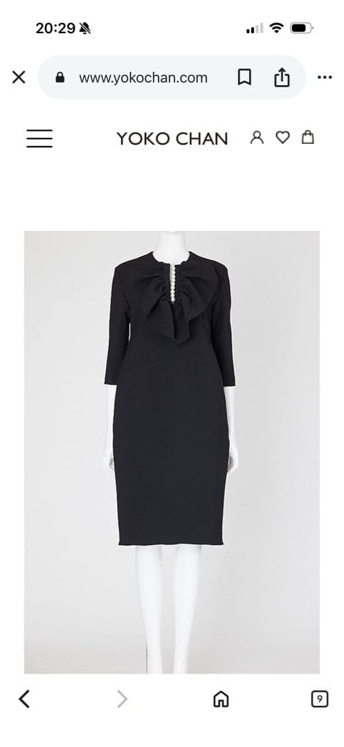 YKOCHAN ボリュームラッフルパールスリットラインドレス（黒）