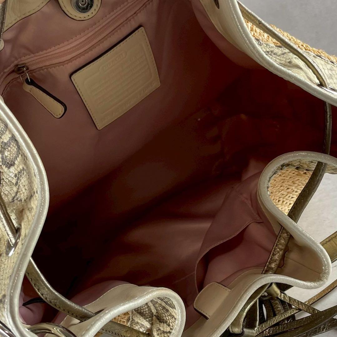 ✨稀少✨美品✨コーチ　カゴバッグ　肩かけ　巾着型　パイソン　大容量