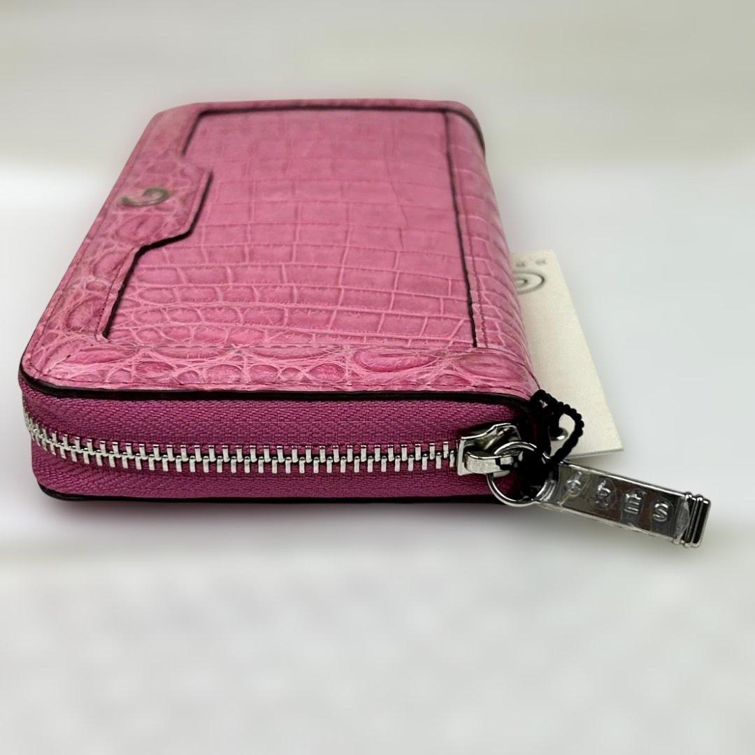 【新品未使用タグ付き】長財布　GRES クロコダイル　ラウンドジップ　ピンク