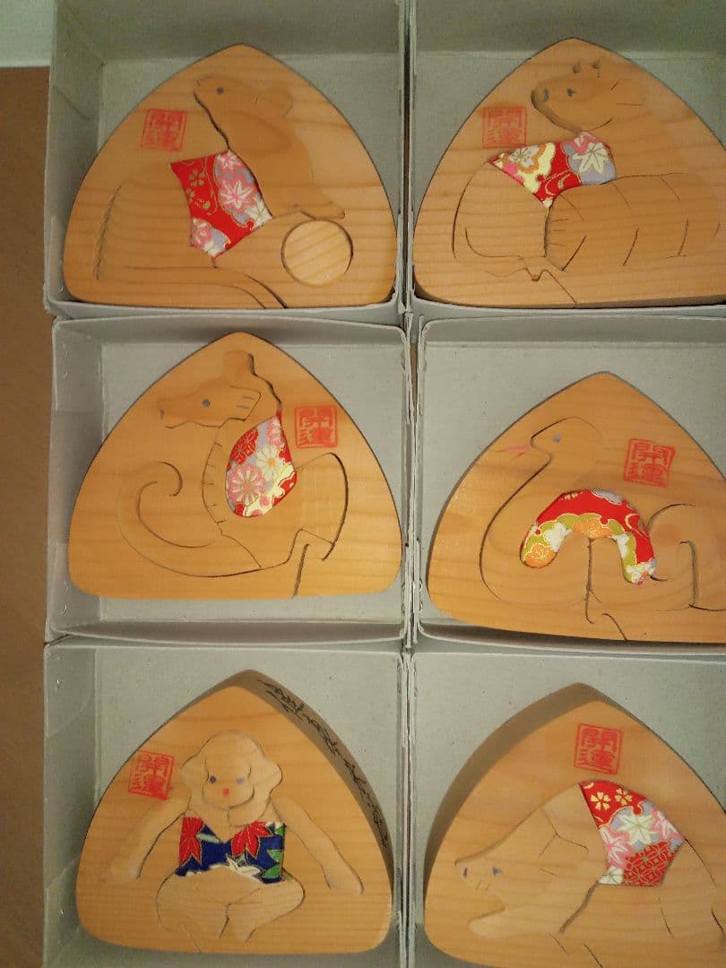 木製　干支　置物　十二支揃　招福　　開運　おにぎり型　木工　南木曽　妻籠宿