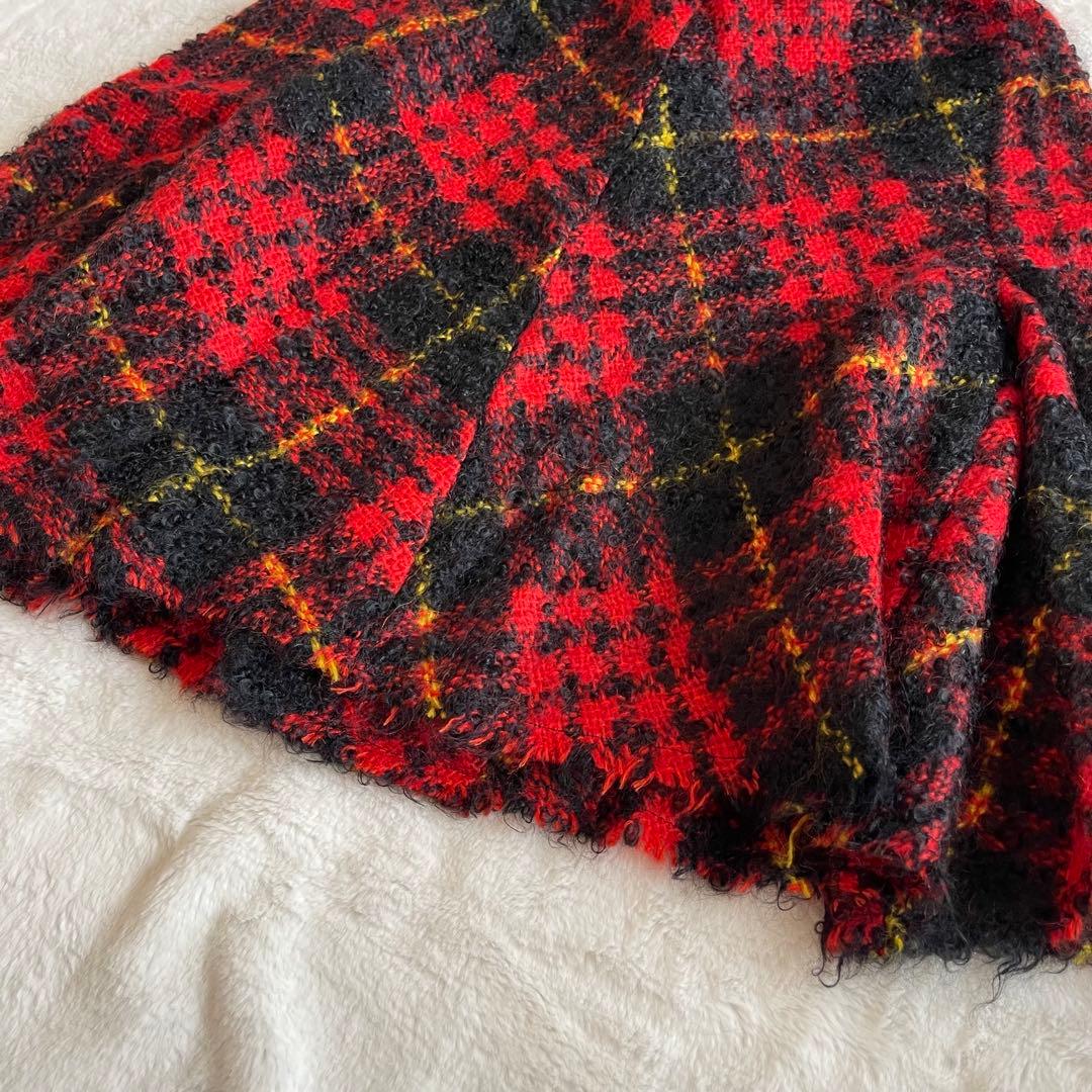 【美品】2002年製トリココムデギャルソン　ポンチョ型モヘヤジャケット　チェック