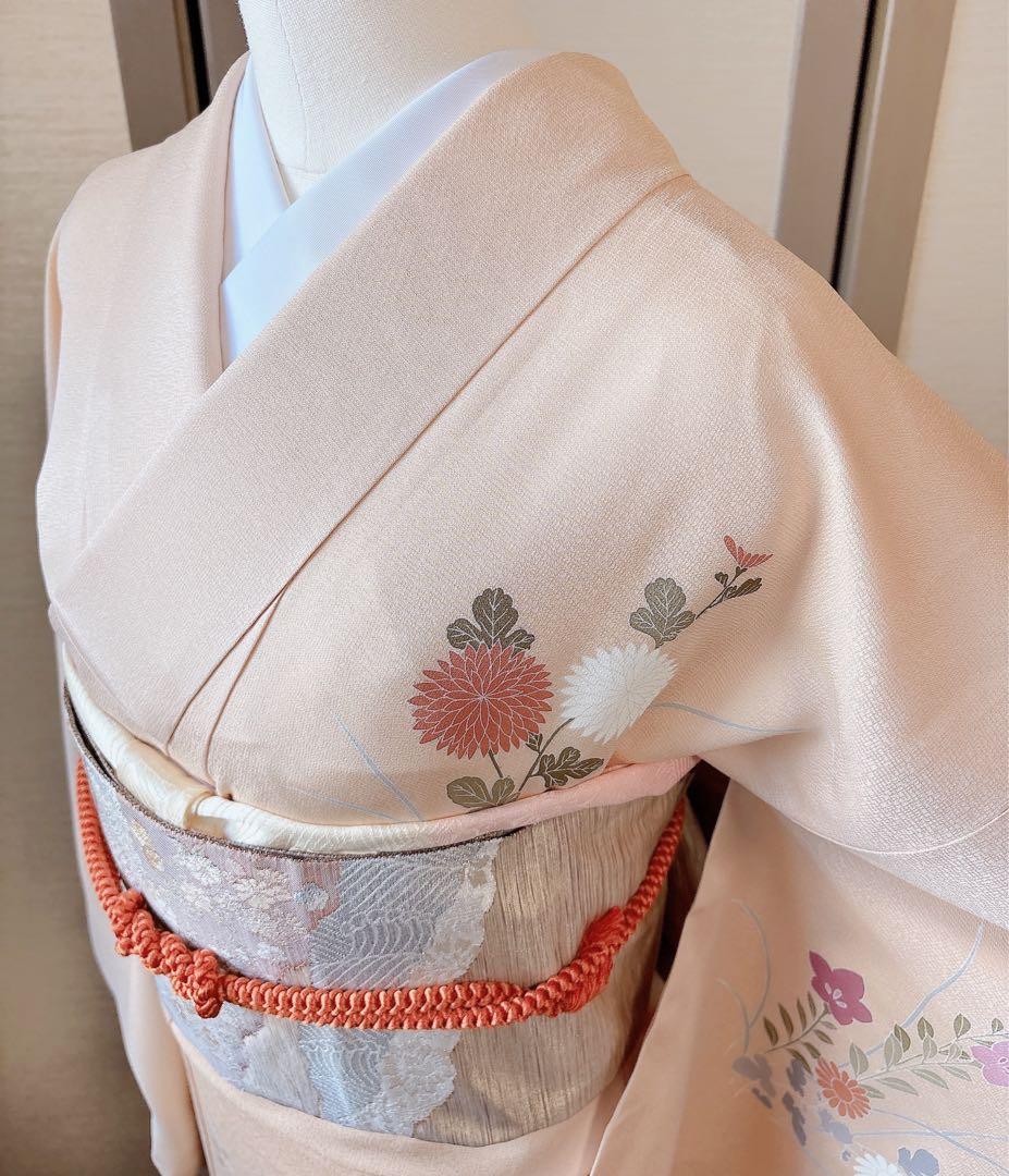極美品　訪問着　フルセット　裄68 卒業式　入学式　M L 袋帯　ベージュ