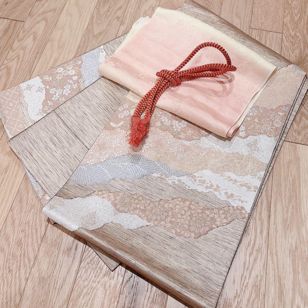 極美品　訪問着　フルセット　裄68 卒業式　入学式　M L 袋帯　ベージュ