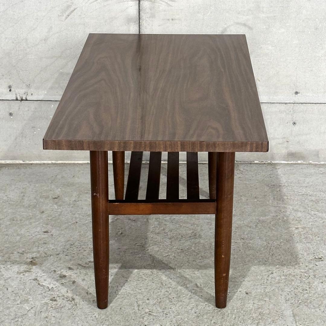 ✦80s✦ ミッドセンチュリー 昭和レトロ ローテーブル 棚付 応接 木製