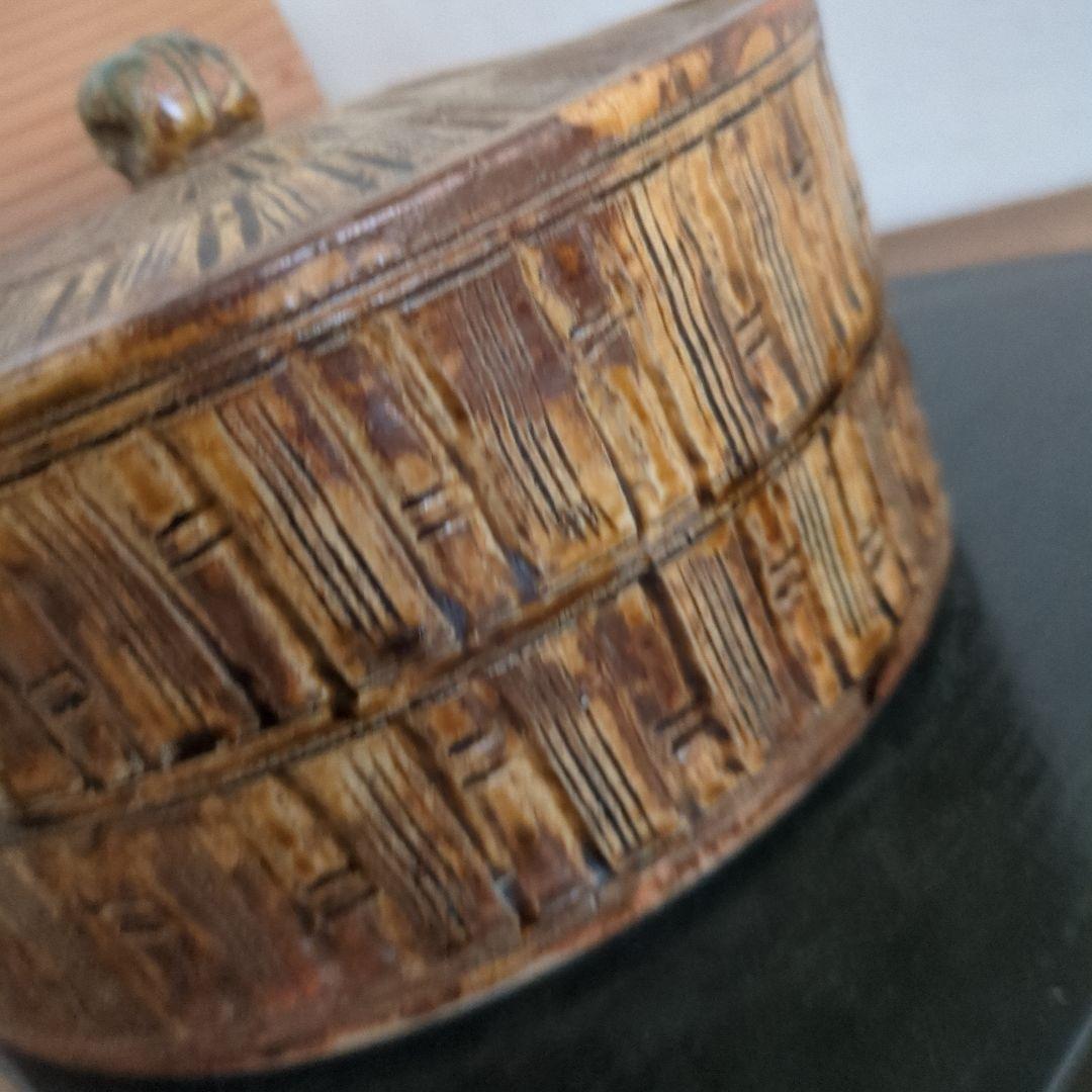 平水指　千本立竹　陶器　水指　茶道具　茶道　松山造　木箱　共箱