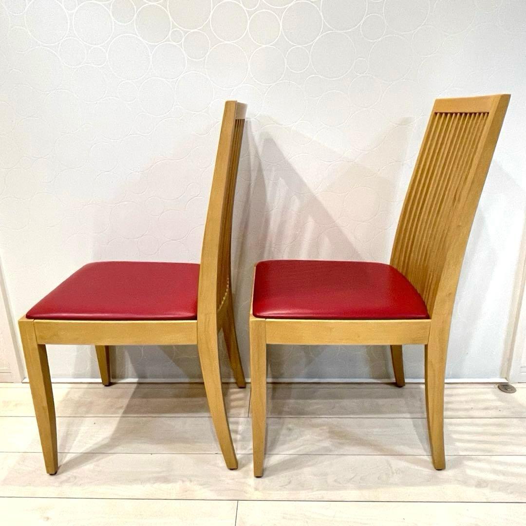 【美品】CRES クレス ダイニングチェア 2脚セット 木製 カフェ 店舗 赤