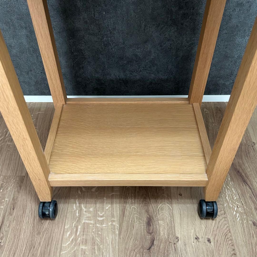 美品 柏木工 キャスター付 サイドテーブル オーク材ラック ワゴンKASHIWA