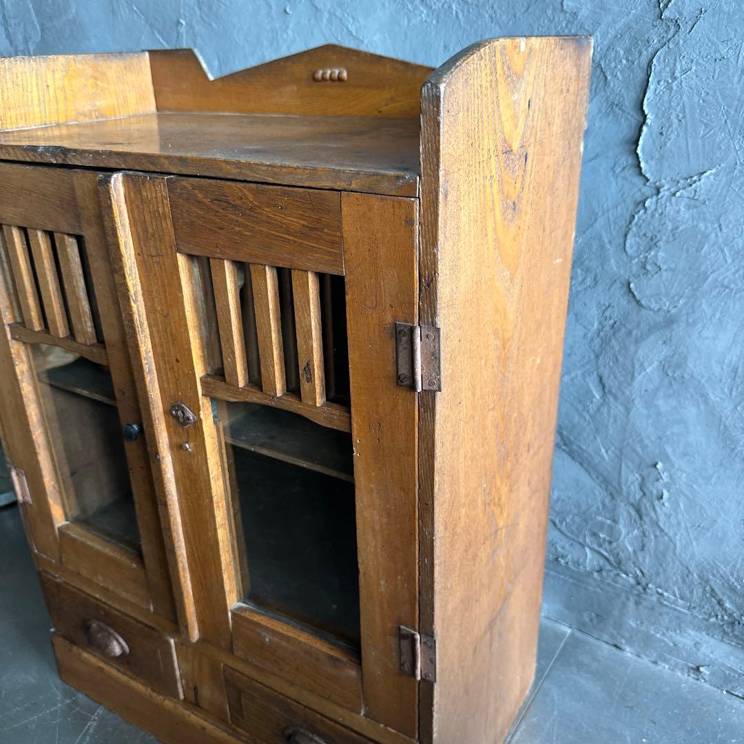 瞬間的お値下げ❗️ヴィンテージ　ミニガラス戸棚　食器棚　書棚