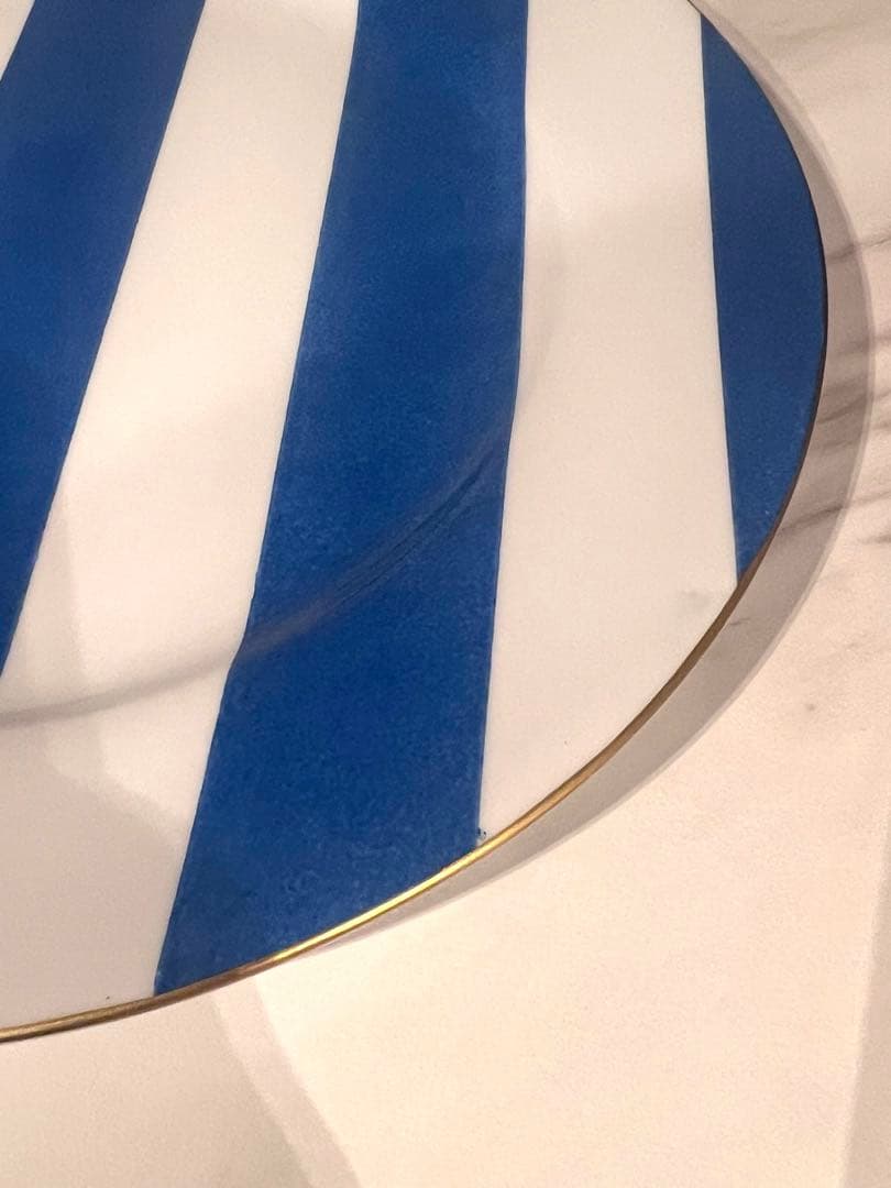 MarieDaage リモージュ　30センチプレート　ストライプ　ブルー