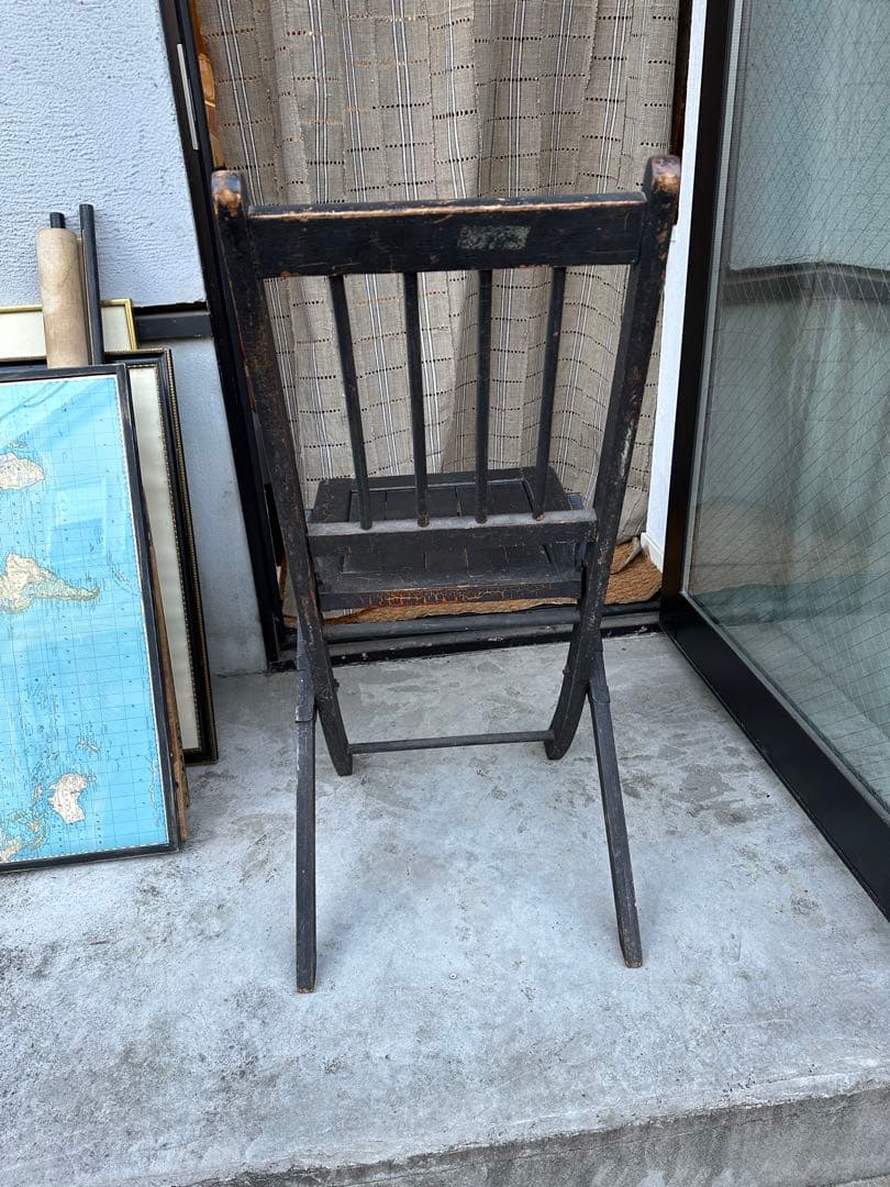 複数購入割引⭕️ 二脚セット　アンティーク　フォールディングチェア　折り畳みチェア