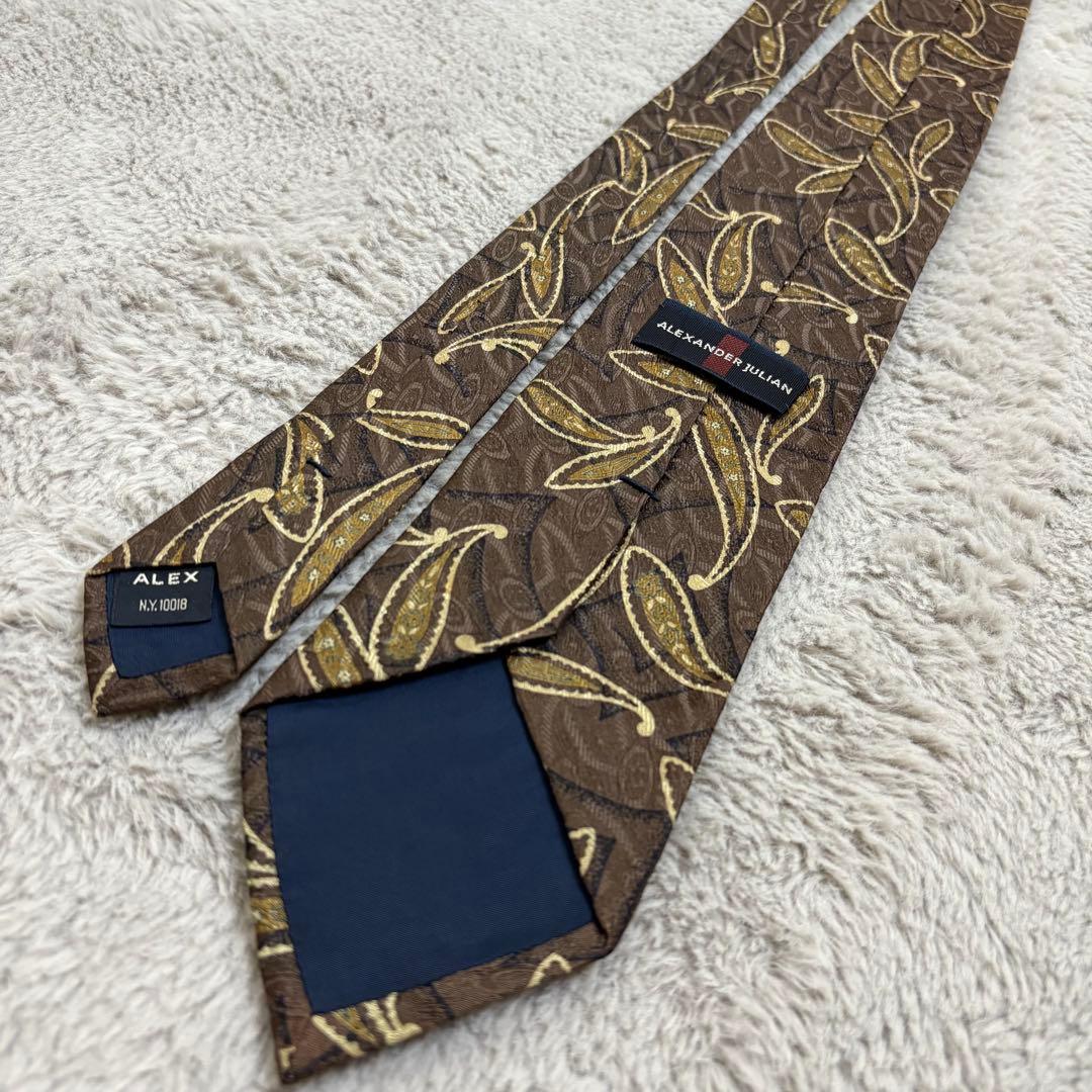 ネクタイシャツニットベスト　シルク　ペイズリー　ワッペン　襟切替　太アーム　古着