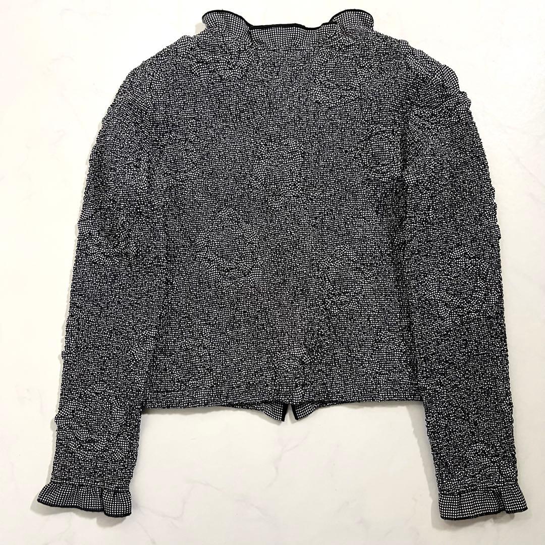 CHANEL ジャケット ボレロ 黒 ポップコーン カメリア カーディガン 40