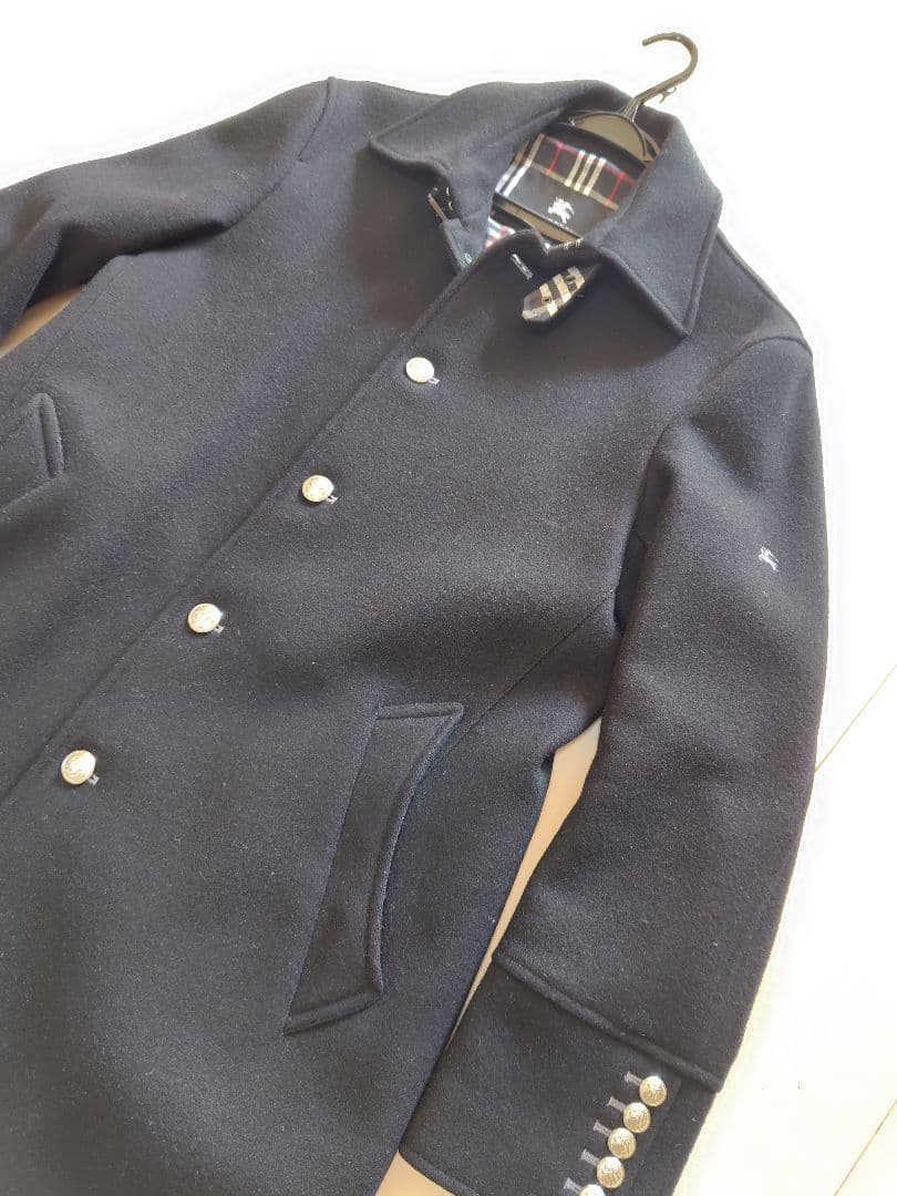 極美品バーバリーブラックレーベル　ナポレオンマリンコート　М　ブラック　カシミヤ