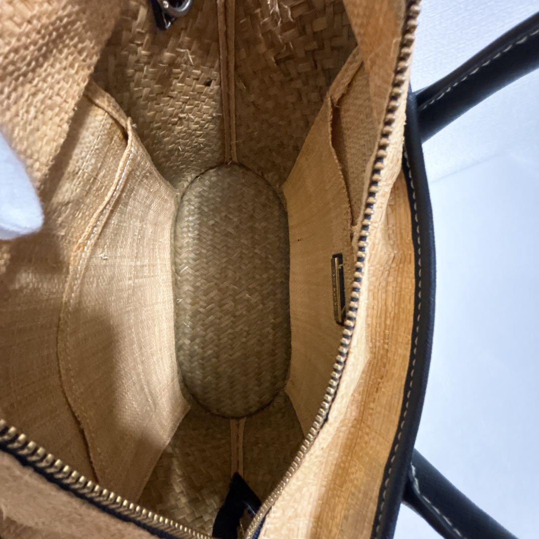 Tory Burch ストライプ かごバッグ　ネイビー